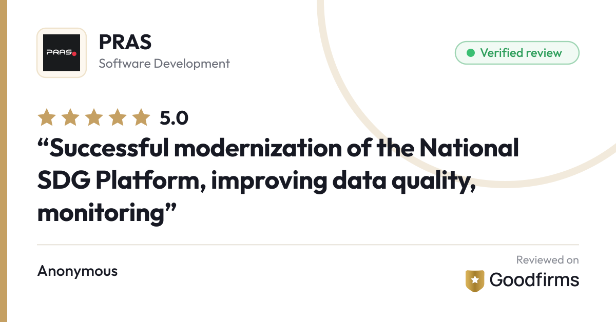 PRAS review on Goodfirms: 5.0 out of 5